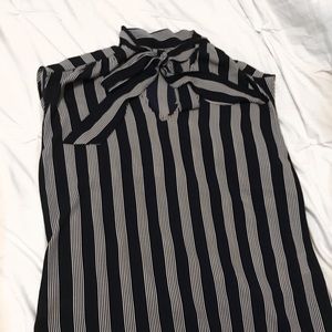 Striped bow blouse
